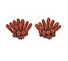 Antique Coral Costume Earrings