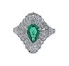 Tiffany &amp; Co Platinum Diamond Emerald Ring