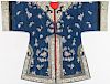 Antique Chinese Silk Embroidered Robe, Qing D.