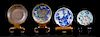 A Group of Four Snuff Dishes, Diameter of largest 2 1/8 inches.