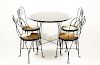 5 Piece Iron & Cowhide Table & Chair Set