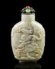 A Carved Soapstone Snuff Bottle, Height 2 1/2 inches.