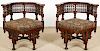 Pair of Old Syrian Wood and Inlay Round Back Chairs