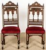 Pair of Old Syrian Wood and Inlay Side Chairs