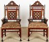 Pair of Old Syrian Wood and Inlay Armchairs