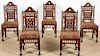 Set of 5 Old Syrian Wood and Inlay Armchairs