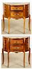 Pair of French Louis XVI Style Marble Top Nightstands