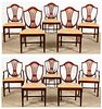 Set of 10 Federal Style Dining Chairs w. Leather Seats
