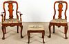 2 Chippendale Style Chairs and Footstool