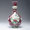 Chinese Porcelain Vase with Floral and Bird Reserves