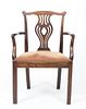 A George III Mahogany Armchair, Height 38 1/2 x width 27 1/2 x depth 18 1/2 inches.