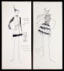 2 Karl Lagerfeld Fashion Drawings, Original Works