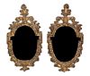 A Pair of Louis XV Style Giltwood Mirrors, Height 18 3/4 inches.