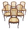 A Set of Six Louis XV Provincial Style Side Chairs, Height 33 1/2 x width 18 3/4 x depth 12 3/4 inches.