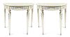 A Pair of Continental Painted Console Tables, Height 34 1/2 x width 39 1/2 x depth 19 3/4 inches.