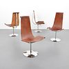 4 Leather Sling Chairs, Manner of Laverne