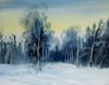 Russian Luminist Monochrome Snow Scene WC Painting