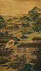 19C. Chinese Village Landscape Scroll Painting