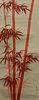 Japanese Red Bamboo Silk Scroll Painting