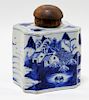 Chinese Export Porcelain Blue & White Tea Caddy