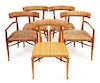 Five Mid-Century Modern Chairs, attributed to Robsjohn Gibbings, Height 31 1/2 inches.