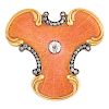 A FABERGE GOLD , ORANGE GUILLOCHE ENAMEL AND OLD-CUT DIAMOND BROOCH, KARL FABERGE , MOSCOW, 1908-1917