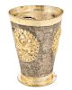 A RUSSIAN SILVER-GILT BEAKER REPOUSSE WITH FLOWERS, MOSCOW, LATE 18TH CENTURY