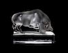 * A Lalique Molded and Frosted Glass Paperweight Width 4 1/4 inches.