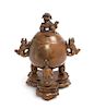 * A Chinese Bronze Incense Burner Height 11 1/2 inches.