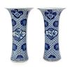 A Pair of Blue and White Porcelain Gu Vases Height of each 19 inches.