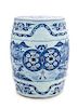 * A Blue and White Porcelain Garden Stool Height 18 x diameter 13 inches.