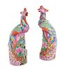 * A Pair of Chinese Export Famille Rose Porcelain Figures of Phoenix Height 14 1/2 inches.