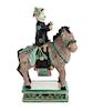 * A Famille Verte Biscuit Porcelain of an Equestrian Height 8 inches.