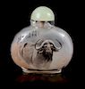 A Reverse Painted Glass Snuff Bottle Height 3 1/2 inches.