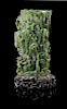 A Mottled Spinach Jade Vase Height 8 1/2 inches.