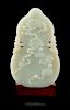 * A Celadon Jade Gourd-Form Plaque Height 4 7/8 inches.