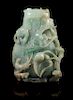 A Jadeite Covered Vase Height 5 1/4 inches.