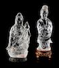 Two Rock Crystal Figures of Immortals Height of larger 6 1/2 inches.