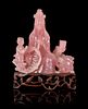 * A Carved Rose Quartz Figure of Guanyin Height 8 1/2 inches.