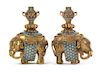 A Pair of Cloisonne Enamel and Gilt Bronze Models of Elephants Height 10 inches.