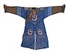 A Chinese Blue-Ground Summer Gauze 'Dragon' Robe, Jifu Height collar to hem 52 inches.
