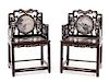 A Pair of Chinese Export Mother-of-Pearl Inlaid Hongmu Chairs 39 1/2 x 25 x 19 inches.