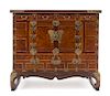 A Korean Brass Mounted Hardwood Chest Height 32 1/2 x length 37 x depth 18 inches.