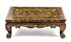 * A Mother-of-Pearl, Shagreen and Tortoiseshell Inlaid Brown Lacquered Wood Chow Table Height 13 x length 38 x depth 26 inche