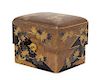A Gold and Black Lacquer Hand Box, Tebako Height 5 1/2 x width 6 1/4 x depth 5 3/4 inches.
