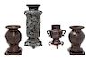 Four Bronze Vases Height of largest 18 inches.