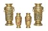 Two Pairs of Bronze Vases Height of largest 8 1/4 inches.