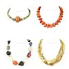 Four (4) Vintage Hardstone Beaded Necklaces