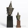 Two Ayutthaya-style Bronze Buddha Heads