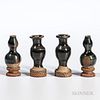 Four Miniature Black-glazed Stoneware Items
